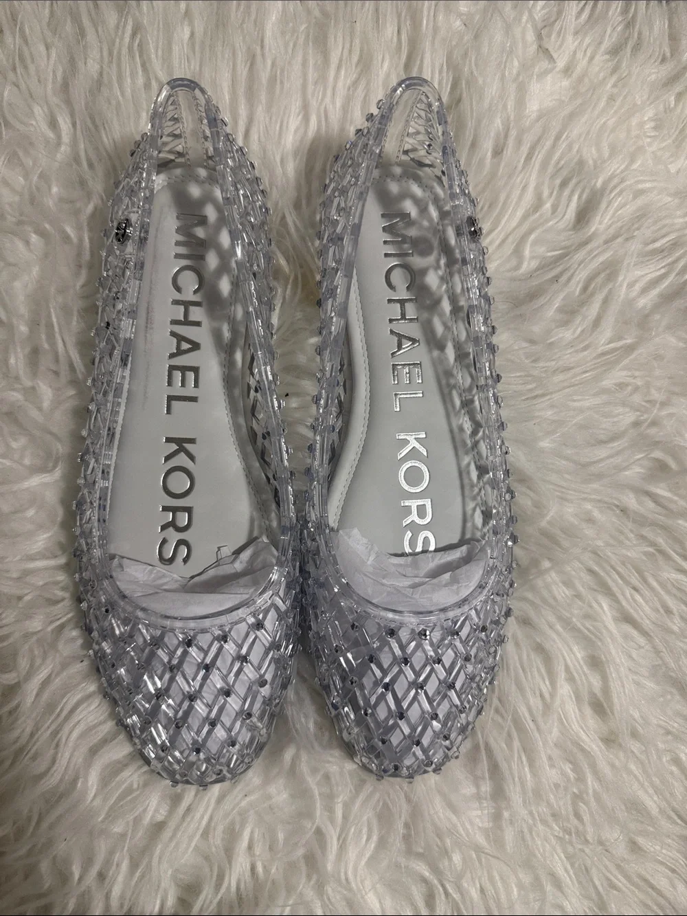 Michael Kors Clear Crystal-Pixie Jelly Ballet Flats - Transparent